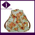 2014 Blue Flowers Printed Canvas Backpack